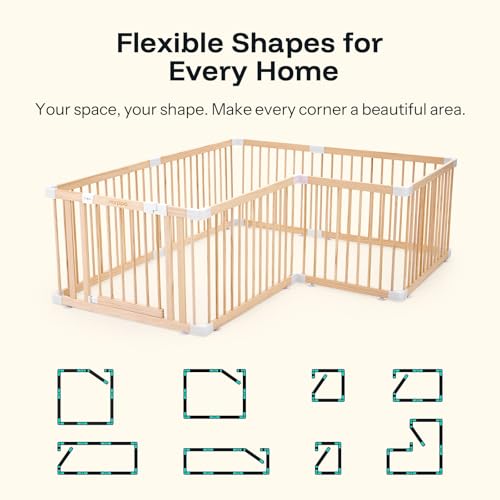 HARPPA Grovi Playpen, GREENGUARD Gold Certified – 57 x 57 inch | New Zealand Pine Wood - size: 57 x 57 x 24 Inch