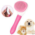 Aogeili Self Cleaning Slicker Brush, Skin Friendly Deshedding Grooming Tool for Dogs, Cats & Bunny, One-Click Release Removes Loose Undercoat, Mats & Tangles, for Long & Short Hair Shedding Pets - color: Pink
