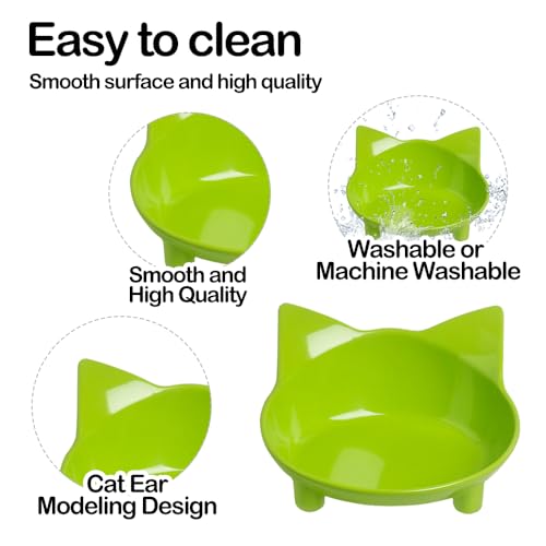 Cat Bowls, Non-Slip Food and Water Bowls for Cats & Dogs, Wide & Shallow Design to Prevent Whisker Fatigue, Safe Food-Grade Pet Dishes for Kittens, Puppies, Rabbits - color: 3Yellow+Green+Orange