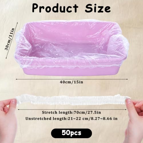 50 Pcs Disposable Plastic Cage Liners, Leak-Proof Small Animal Toilet Film for Rabbit Guinea Pig Hamster Litter Box Tray, Quick Cleanup Essentials for Indoor Cage