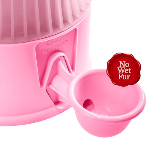 Pet Water Dispenser for Dogs and Cats, 67.6 oz – Gravity-Fed Water Bowl for Clean Drinking, Prevents Wet Fur, BPA-Free Polypropylene, (Clear Pink) - color: Clear Pink