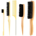 STYLEMATE 5PCS Slick Back Hair Brush Set, Soft Natural Boar Bristle Hair Brush for Thin & Fine Hair, Rat Tail Comb Edge Teasing Brushes Styling Tool Kit Accessories for Women Kid - size: 1 Count (Pack of 5)