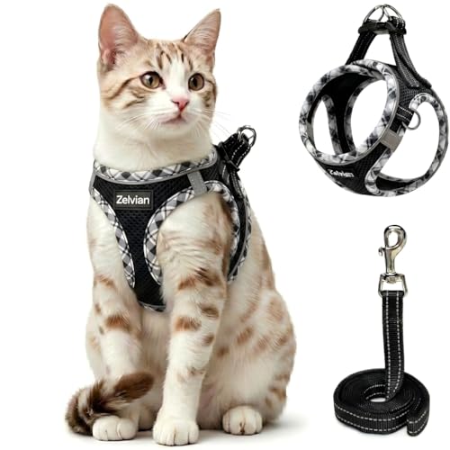 Escape Proof Cat Harness and Leash, Adjustable Vest, Black XXS | Soft Reflective Mesh with Dual D-Rings, Step-In Fit, Quick Buckle and 5 ft Leash for Outdoor Walks, Training and Vet Visits - color: Black, size: XXS