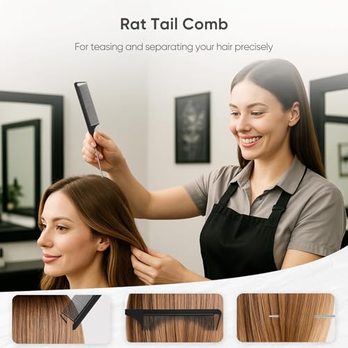 Boar Bristle Slick Back Brush for Smooth Flyaways, For fine to medium hair, Sleek Ponytail, Buns, Small Brush for Smoothing Edge Baby Hair Rat Tail Combs Parting Combs