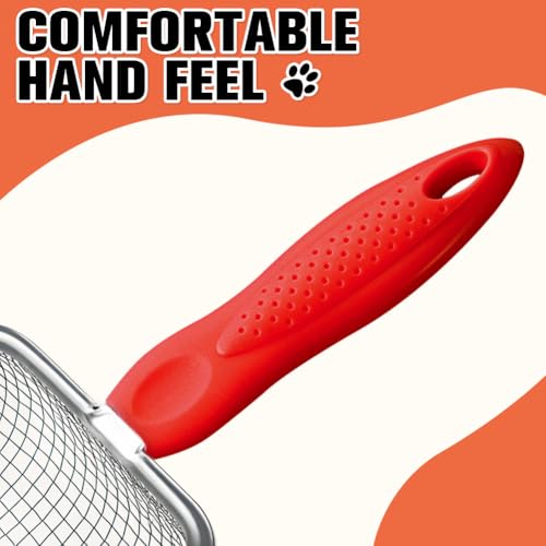 Cat Litter Scoop,Sturdy Litter Cleaner Corner Shovel,Stainless Steel Mesh Litter Shovel,Easy to Clean Reptile Terrarium Sand Waste,Beach Shovel(Red) - color: Red
