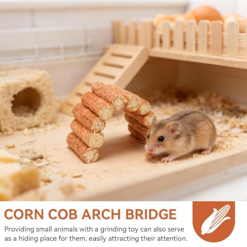 Parrot Hamster Rabbits Toys, Hamster Parrot Corn Cob Chew Toy Arch Bridge Shape Bite for Guinea Pigs Chinchillas Rabbits Playing