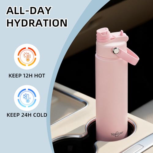 26oz Insulated Water Bottle with 2-in-1 Straw & Spout Lid,Light Purple | 18/8 Stainless Steel Vacuum Flask, Keeps Cold 24H. Leakproof Sports Tumbler with Braided Carry Strap for Gym & Travel - color: Light Purple, size: 26 Ounces