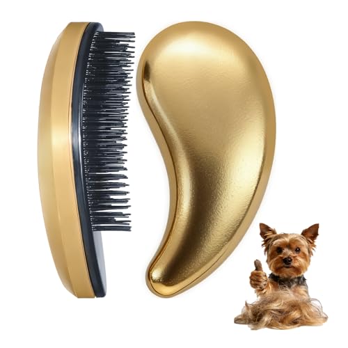 Small Dog Brush, Skin-friendly Soft Bristles (Rose Gold) | Puppy Hair Brush, Massage and Bath Supplies, Pet Grooming Tool for Teddy, Yorkies, Maltese, Shih Tzu, Chihuahua - color: Rose Gold