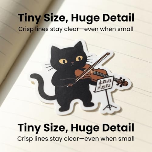 Cat Piano Stickers Black Cat Stickers Music Kitten Decals | Waterproof vinyl cat piano stickers with piano, guitar & drum designs. Cute piano stickers for beginners, laptop & case decor - style: Black Cat Music Orchestra Sticker Set