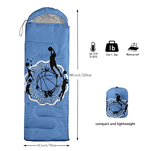 QOOMO Camping Sleeping Bags,3 Season Warm & Cool Weather,Lightweight,Waterproof Sleeping Bags for Adults & Kids,Traveling,and Outdoors,Camping Gear Equipment - color: Baseketball 4