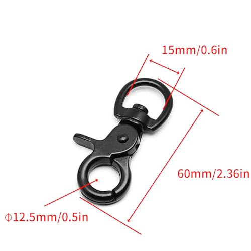 4 PCS Black Zinc Alloy Snap Hooks, Pet Cage Hook Belt Clip | Dog Leash Traction Hardware, Durable Replacement Fittings for Pet Collars and Walking Ropes