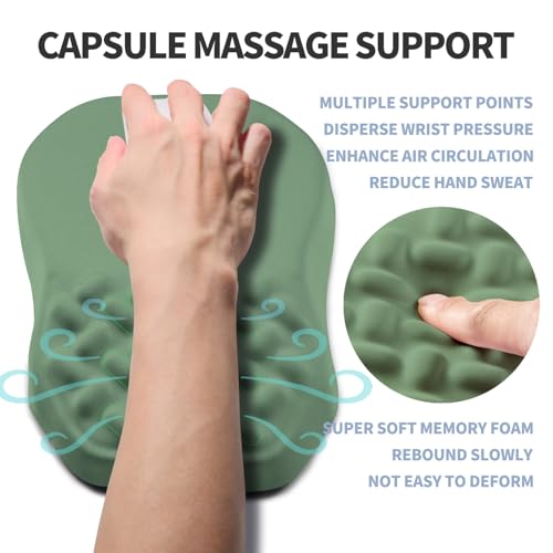 Ergonomic Raised Mouse Pad Wrist Support with Bilateral Slope Memory Foam Mousepad for Wrist Rest and Carpal Tunnel Pain Relief 11.8x7.9〃 Green - color: Green