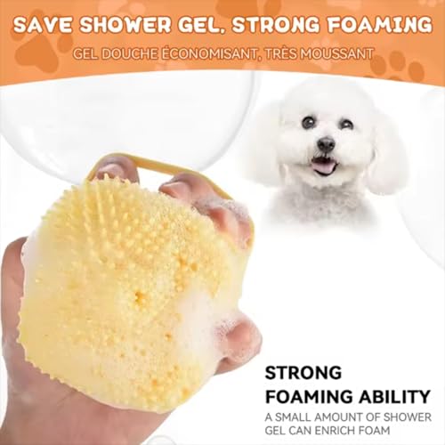 Pet Grooming Bath Brush with Shampoo Dispenser, Soft Silicone Bristle Massage Brush for Dogs and Cats, Gentle Scrubber for Long & Short Haired Pets, Shower Bathing Grooming -pink - color: Pink