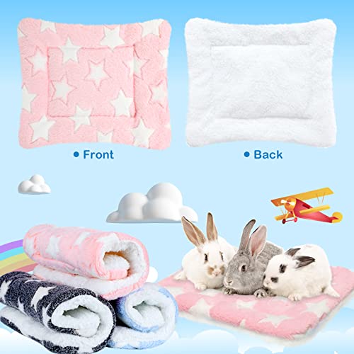 Jetec 3 Pcs Guinea Pig Beds, Fleece Small Animal Mats, Star, Blue | 10 x 11 in Soft Double Sided Fleece Pad for Rabbit, Hamster, Chinchilla, Rat, Warm Hideout, Cozy Small Animal Cage Bed - color: Blue, size: Fleece, style: Star