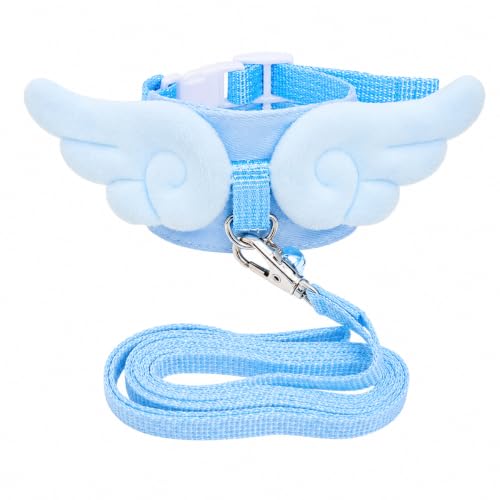 Ferret Harness and Leash Set for Adult Ferrets, Cute Angel Wing Small Animal Vest Harness, Adjustable for Ferrets Kittens Mini Dogs Blue1536-2 - color: Sky Blue
