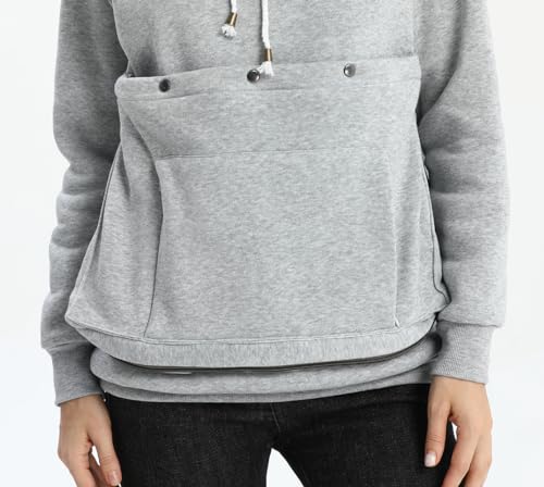 Pet Cat Dog Pouch Hoodie Small Animal Carrier – Kitten Puppy Pouch Sweatshirt Holder Fleece Unisex Hoodies Light Grey - color: Light Grey, size: Medium