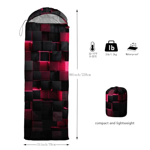 Sleeping Bags for Adults and Kids Backpacking Camping Sleeping Bags for Girls and Boys Lightweight Waterproof Cold/Warm Sleeping Bag for All Season - color: pink