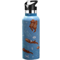 Kids Water Bottle with Straw,Sea Otter Bottle Vacuum Insulated Stainless Steel Travel Mugs Tumbler For Sport School Outdoor 20 oz - color: Blue Otter