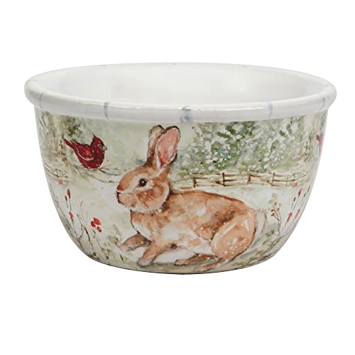 Winter’s Walk Set of 4 Ceramic Ice Cream Bowls – Perfect for ice cream, fruit, or snacks, these nature-inspired bowls feature forest animals in a tranquil snowy landscape 5.25"