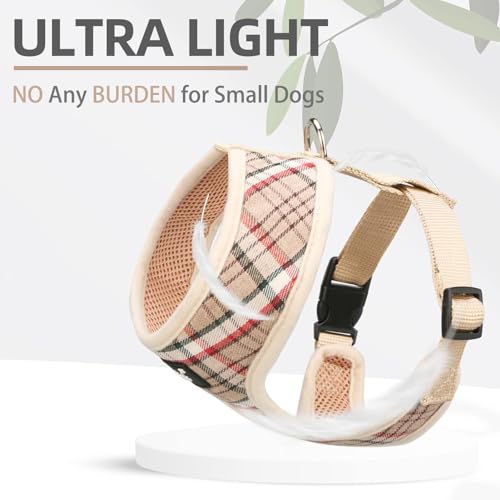 PUPTECK Soft Mesh Dog Harness and Leash Set Pet Puppy Cat Comfort Padded Vest No Pull Harnesses, Khaki, S - color: Khaki, size: S (NECK: 12", CHEST: 14"-18")