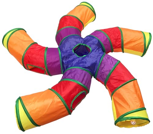 Cat Tunnel Tube for Indoor Cats Large, Upgrade with 6 PeekHole S-Shape 5 Way Collapsible Pet Play Maze Tube Toys Colorful for Cats Kitten Kitty Rabbit