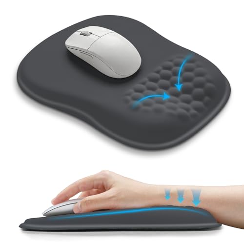 Hokafenle Ergonomic Wrist-Hugging Mouse Pad Wrist Support, U-Shaped Holding Wrist Rest Mousepad for Carpal Tunnel Pain Relief with Cushioned Memory Foam Slope Massage Bulge (10.2x8.3 in,Dark Grey) - color: Dark Grey