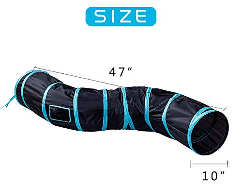 iCAGY Cat Tunnel Toys for Indoor Cats Kittens Rabbits, Pet Toy Play Tunnels | Interactive Crinkle Pop Up Tunnel Toys, Relieve Cat Boredom, Black 47" Shape S - color: Black