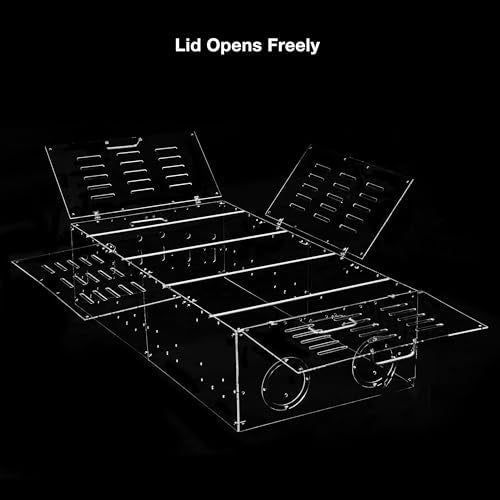 GuineaLoft™ Model-A1 Acrylic Guinea Pig Cage w/Clear Acrylic Lid | Includes Supporting Beams & Connecting Doors; Large 4'x2'x1' Expandable C&C Cage Also For Bunnies, Quails, & Hedgehogs - color: Model-A1
