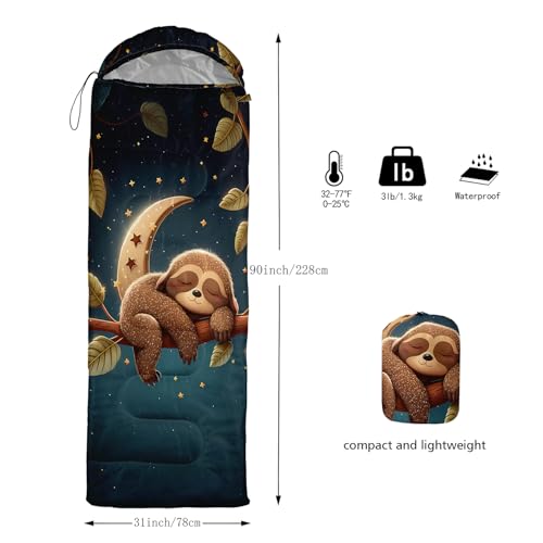 Camping Sleeping Bags Warm & Cool Weather Waterproof Backpacking Sleeping Bag All Seasons Camping, for Adult Kids Boy Girls Camping Gear Equipment, Traveling - color: B-Sloth1