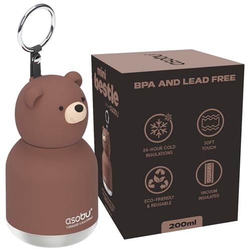 asobu Mini Bestie Water Bottle, Cute Collectible Character, Stainless Steel | 6.7 oz, Leak Proof Seal, Spill Resistant, BPA Free Materials, Dishwasher Safe, Reusable Straw Included, Great Gift Idea - color: MINI HONEY THE BROWN BEAR