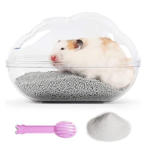 Hamster Small Animal Sand Bath Box Bathtub Critter's Bathroom with Scoop Accessories for Mice Hedgehog Lemming Gerbils or Other Small Pets（Large - size: Large