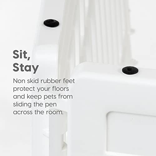 IRIS USA 4-Panel Dog Playpen, Pet Enclosure, White | Puppy Training, Configurable Layout, Multi-Shape Setup, Custom Pen Configuration, Secure Door Latch, Stable Non-Tip Base - color: White, size: 4 Panel - 24" H