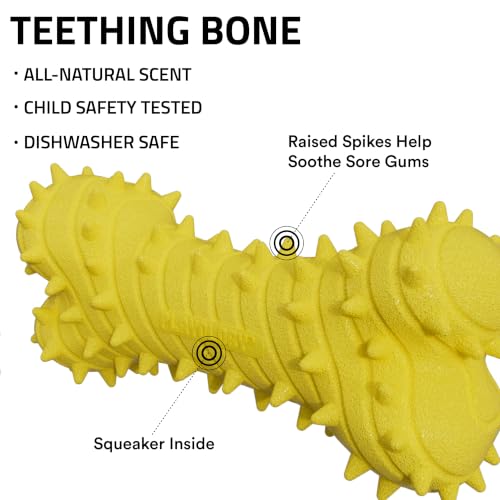 Playology Puppy Teething Bone Dog Chew Toy - Jumbo, Chicken Scent | Great For Puppies and Young Dogs, Teeting Nubs Soothe Gums, Durable Rubber, Large Breed - size: Jumbo, style: Chicken