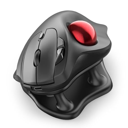 Nulea Wireless Trackball Mouse Ergonomic 21.7 Tilt Stand Thumb Control | Rechargeable mouse with 4 DPI levels,Bluetooth 2.4G connection,3 device switching,precise control,compatible with PC Mac - color: A-Red
