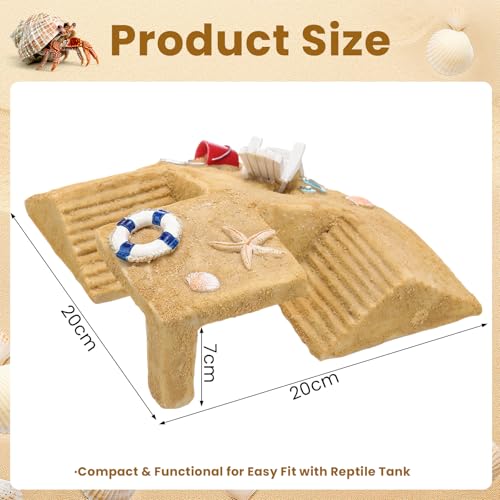 Gerrii Hermit Crab Hideout Cave Natural Resin Hermit Tank Accessory Climbing Toy and Hideaway Tunnel Hideout Durable Crab Natural Habitat Reptile Lizard Bearded Dragon Gecko Tank Decor