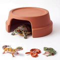 Terracotta Reptile Hide, 6.9x6.9 Bionic Humid Hideout with Smooth Entrance | Fish Tank Decorations, Basking Platform for Turtle, Frog, Toad, Bearded Dragon, Leopard Gecko, Snake, Crested Gecko