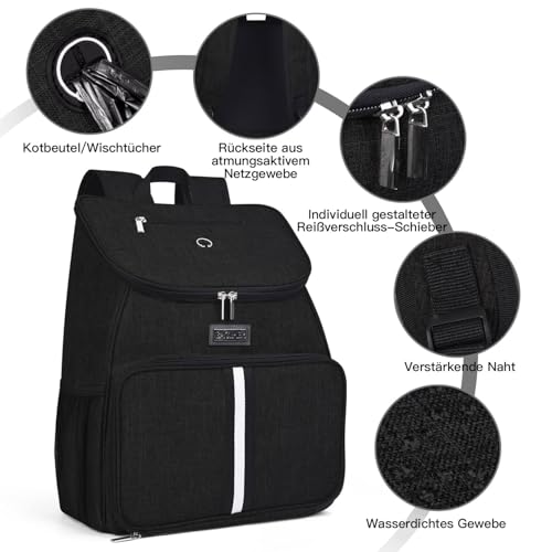 BAGLHER丨Dog Travel Bag, Airline Approved Pet Supplies Backpack, Dog Travel Backpack Accessories Set with 2 Silicone Collapsible Bowls and 2 Food Baskets. Black - color: Black-A
