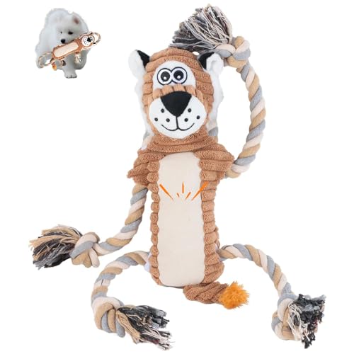 Squeaky Dog Toys Interactive Durable Rope-Infused Lion Shape Puppy Chew Toys for Small, Medium and Big Dogs - style: Lion Shape