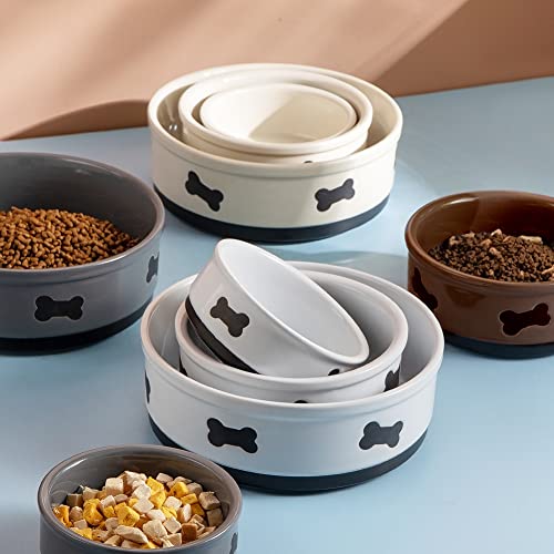 Sweejar Ceramic Dog Bowls with Bone Pattern, Dog Food Dish for Small Dogs, Porcelain Pet Bowl for Water 16 Fl Oz (Beige) - color: Beige, style: Bone Pattern,5.5"x 2.2"(16 Fl Oz)