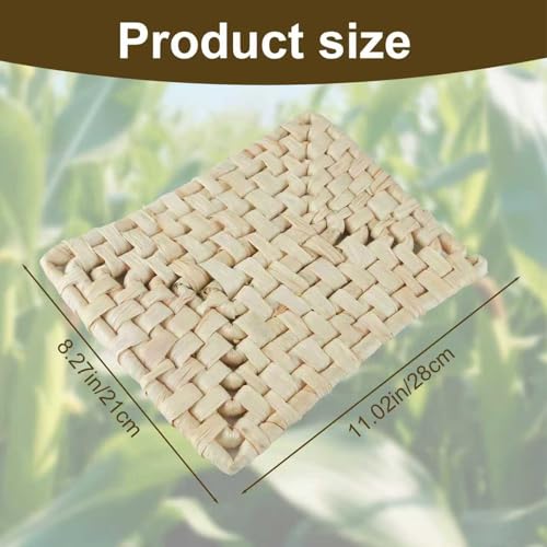 Rabbit Grass Mat,Corn husk Woven Natural Grass Bed Mat for Small Animals,Non-Toxic & Durable Chew Toy Nest Pad,Ideal Cage & Playpen Bottom Mat for Rabbits,Guinea Pigs,Hamsters,Rats & Parrots (2pcs) - size: 2pcs