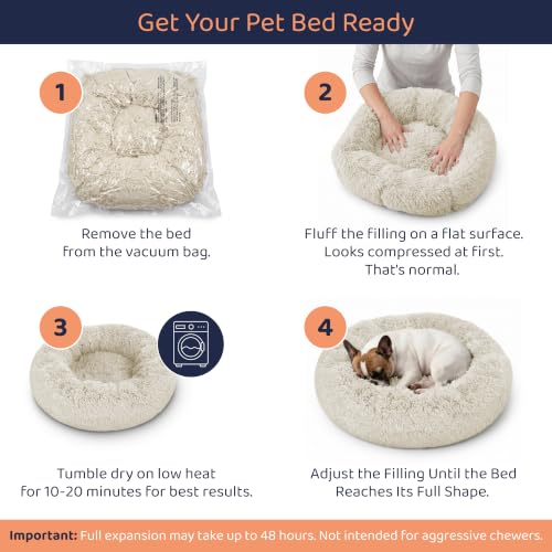 Donut Dog Bed - Premium Comfort for Anxiety Relief - Fluffy & Calming Design with Ultra-Plush Support | Cozy Round Dog Bed with Super Soft Circle Style (Cream, Small) - color: Cream, size: Small (23"L x 23"W x 8"Th)