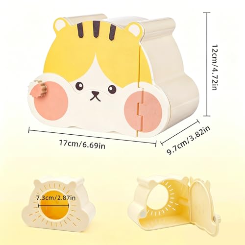 Magnetic Hamster Hideout with Clear Viewing Lid, Mount Hamster House for Syrian Hamsters, Dwarf Hamsters, Gerbils,Mice, Small Animal Hideaway Hut for Acrylic & Wire Cages,Yellow Pink4319-3 - color: Yellow Pink
