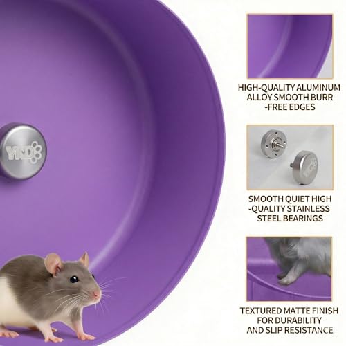 11.8" Aluminum Alloy Silent Hamster Exercise Wheel | Noiseless Running Wheel for Syrian Hamsters, Fancy Rat, Hedgehogs and Small Pets (Base-Black) - color: Purple