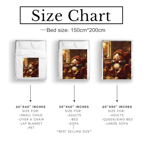 Adorable Guinea Pig Blanket Soft Cozy Flannel Throw Blanket for Men Women Adults Kids - Warm Yet Lightweight Blankets for Travel, Bed, Couch, Fuzzy Outdoor Comfort Wrap 60"×50" - color: Guinea Pig, size: 60x50 Inch