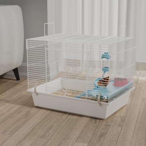 STILLCOVE Small Hamster Cage Indoor, with Water Bottle & Food Bowl | with Platform and Ramp, Heightened Base, Small Animal Houses & Habitats for Rat, Mouse, Gerbil, Dwarf Syrian Teddy Bear Mice