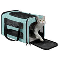 Cat Carrier Soft-Sided Travel Bag for Medium to Large Cat Over 15lbs | Small Puppy Dog Carry Crate 12 Pounds, Top Entry, Breathable Mesh, Pet Kitten Rabbit Cage Bag Transport Kennel Collapsible - color: Teal