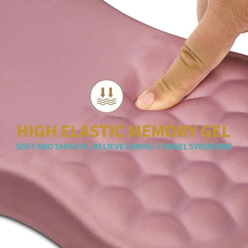 Hokafenle Ergonomic Mouse Pad Wrist Support with Massage Design, Wrist Rest Pain Relief Mousepad with Memory Foam&Non-Slip PU Base, Mouse Pads for Wireless Mouse & Desk (12x8 inch,Pink) - color: HK004-Pink