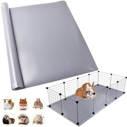 Washable Guinea Pig Bedding Cage Liner Waterproof Rabbit Bedding, Easily Cut to Suit Cage and Reusable Pads for Guinea Pigs, Rabbits, Hamsters, Gerbils, and Chinchillas,18"×79" 1pcs, Grey Mat - color: 1 PCS Grey 18"×79"
