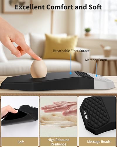 Ergonomic Mouse Pad Wrist Rest Support for Carpal Tunnel Pain Relief | Massage Design Mousepad, Memory Foam, Non-Slip PU Base for Computer Desk, Black - color: Black