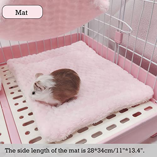 SEIS 3 Pcs Plush Hamster Hammock Set Sugar Glider Hanging Cage Accessories Set Small Animal Hammock Channel Mat for Guinea Pig Rat Gerbil Squirrel Birds Parrot (Pink) - color: Pink